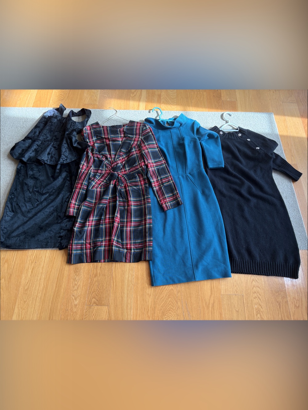 Girls Blue Dress with Plaid Top Layer - Kids Shirt & Top